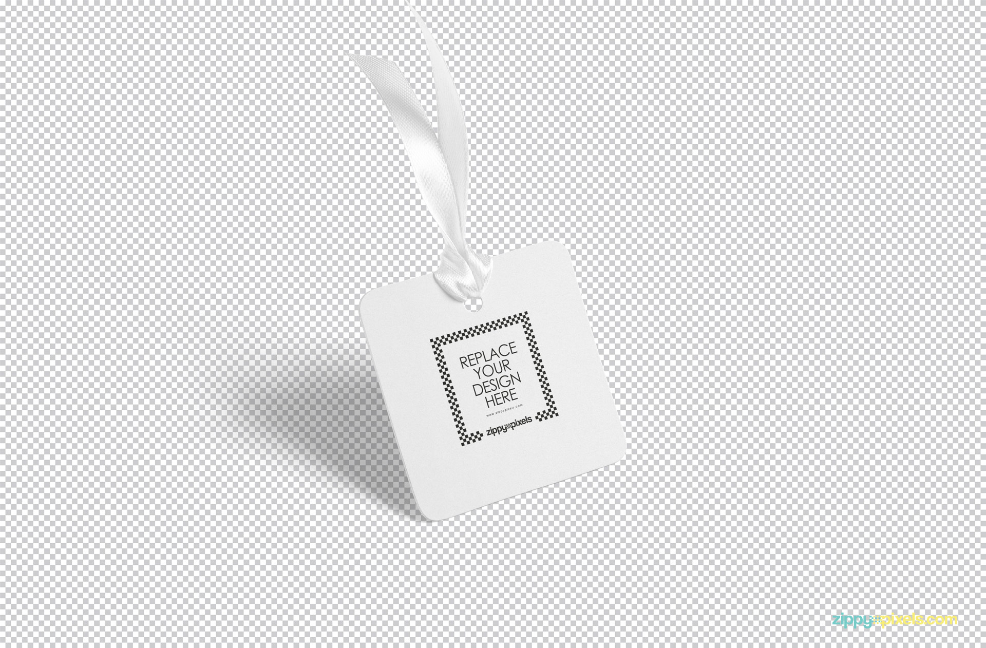 Use Photoshop to replace the design of this free tag mockup.