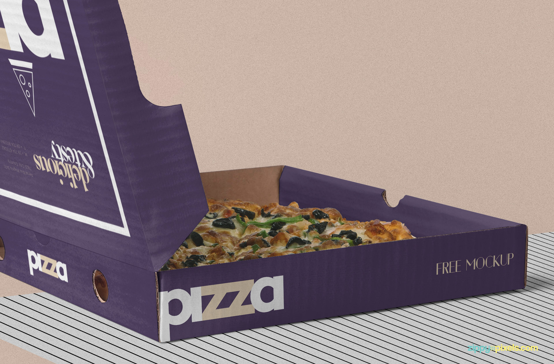 Delicious pizza placed in the box.