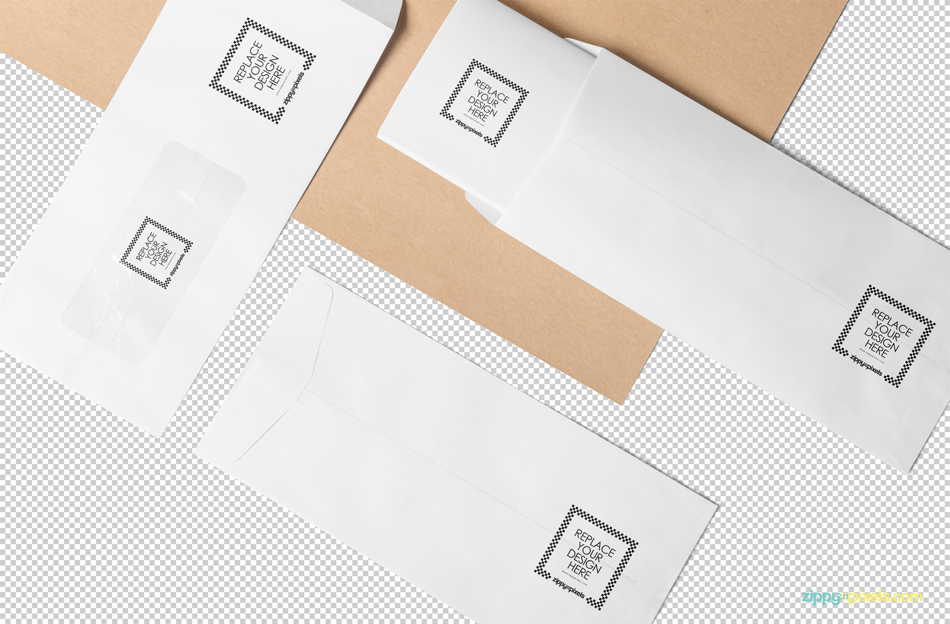 Three plain envelopes isolated with the greyscale background.