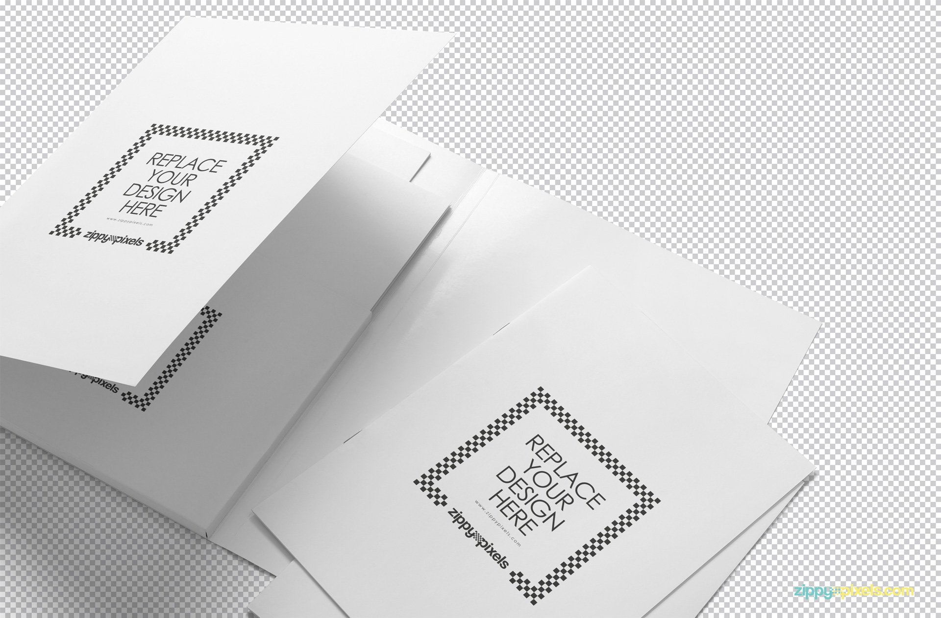 Easy to edit plain white folder and brochure mockup.