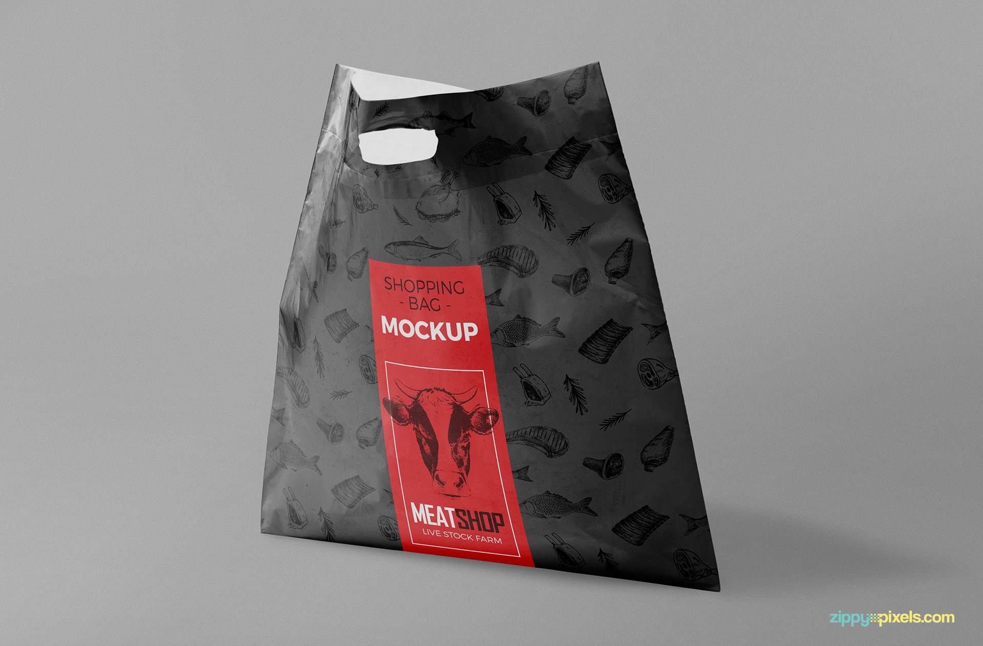 Standing plastic bag mockup free PSD.