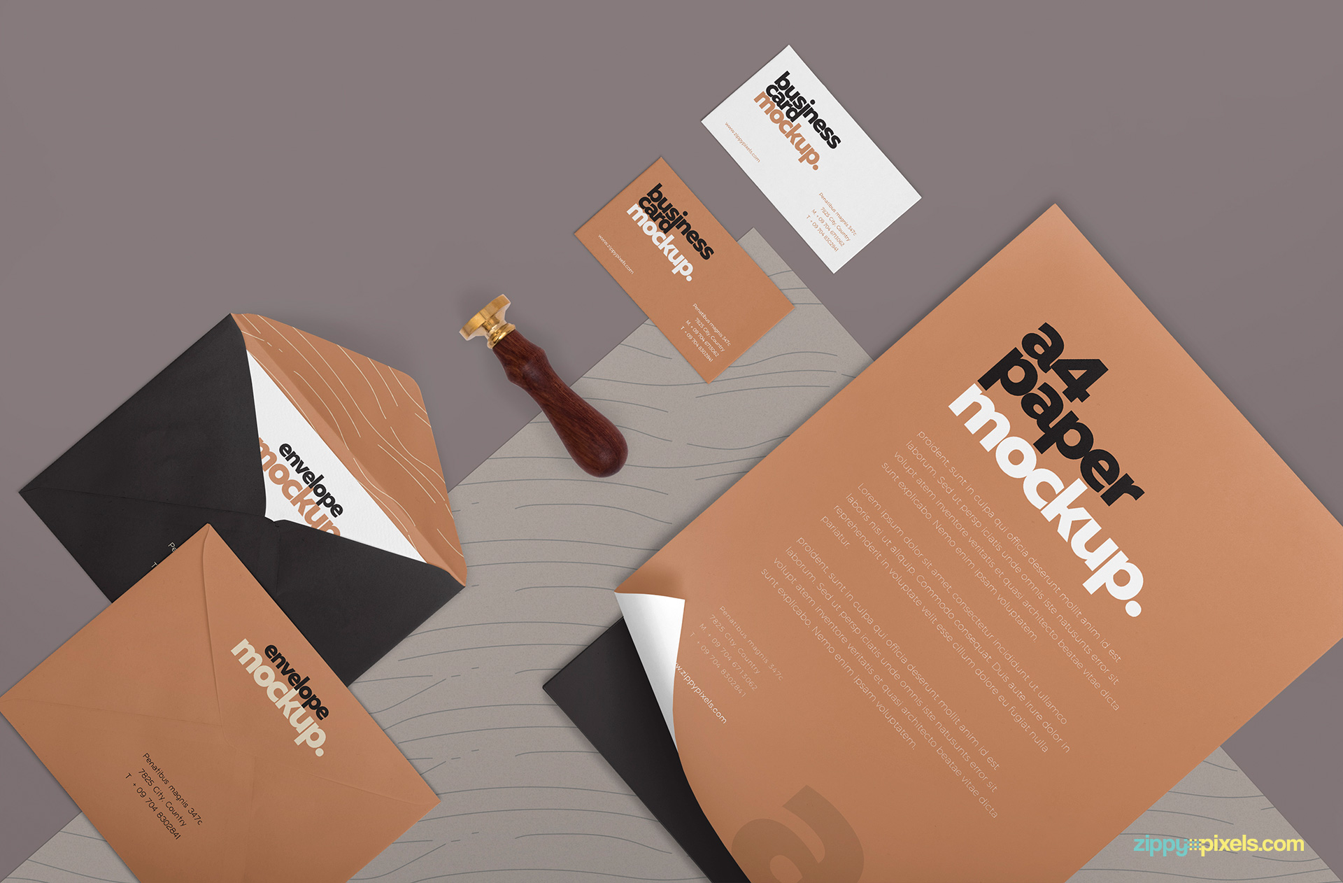 Realistic effects of the stationery mockup.