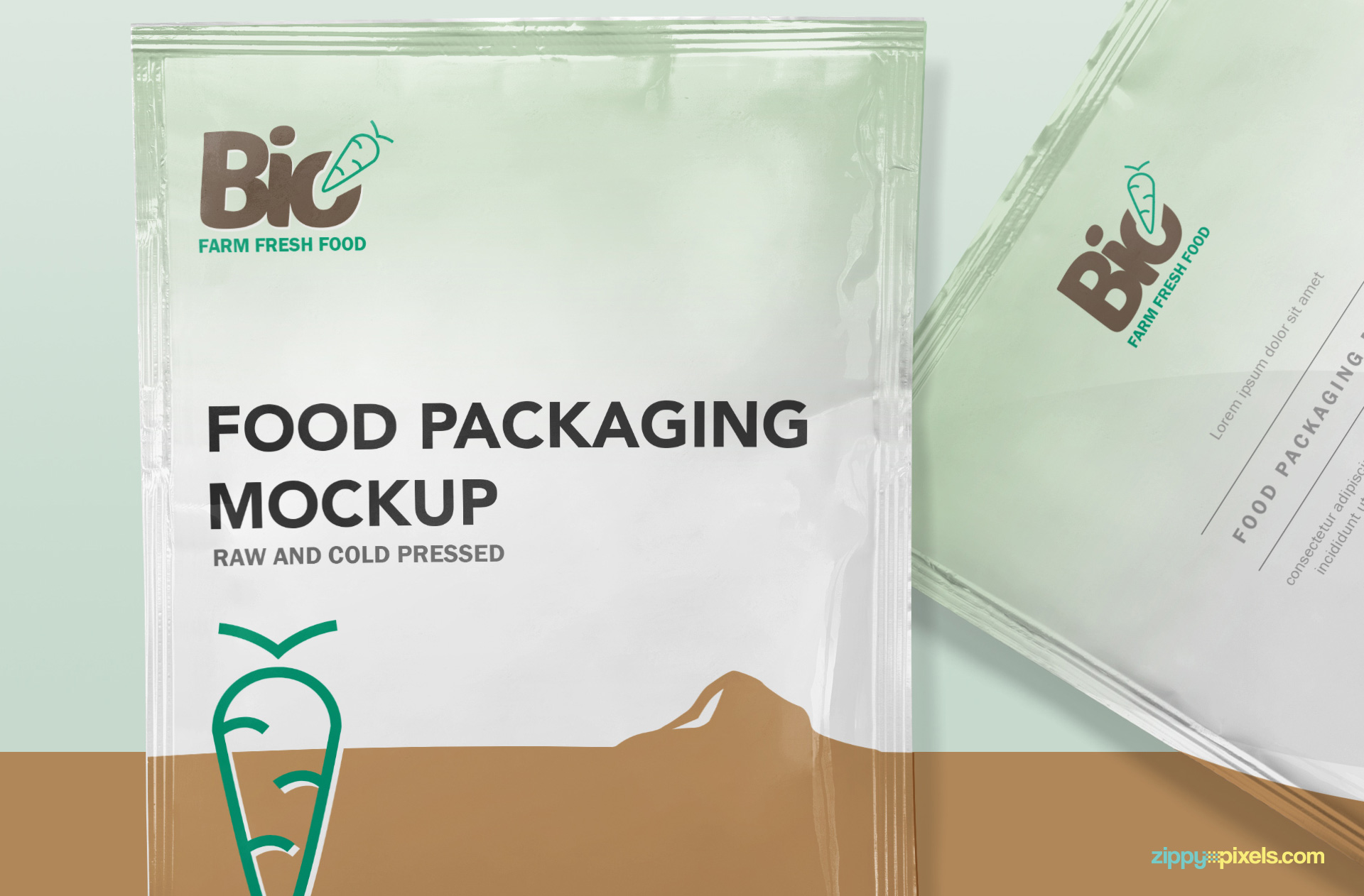 Free sachet packaging mockup.