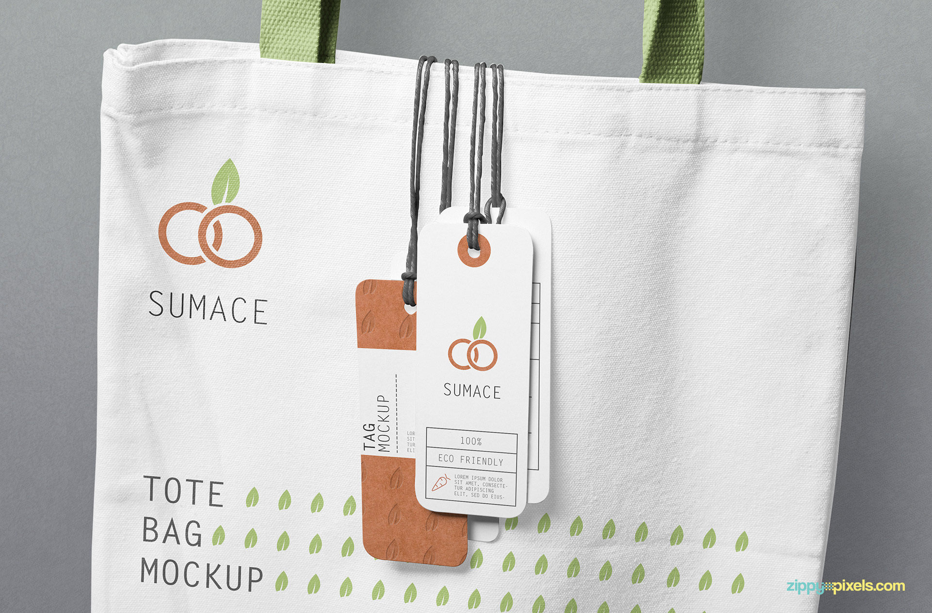 Free hanging tags mockup.