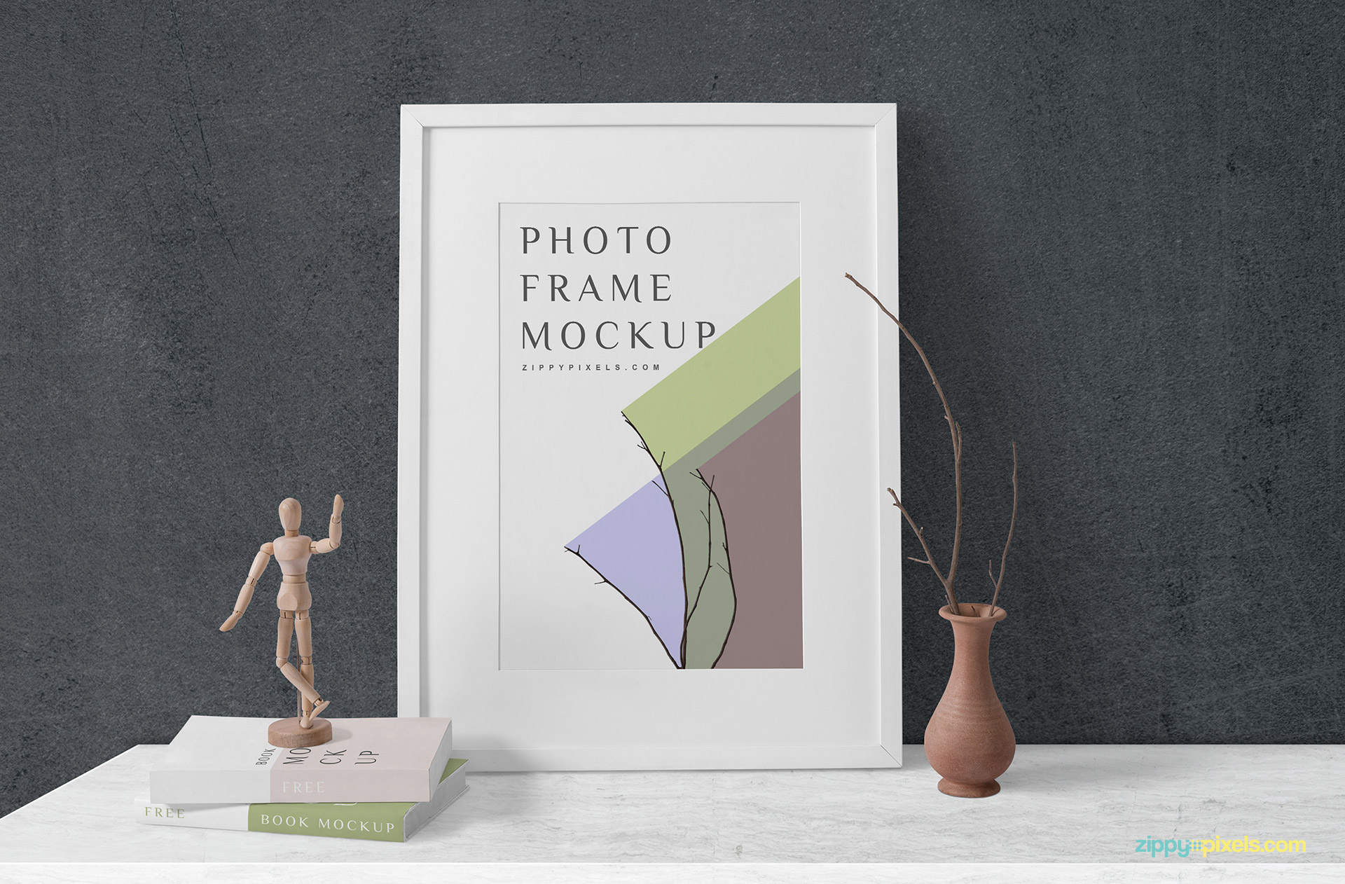 Adjust the background of the free frame mockup as per your needs.