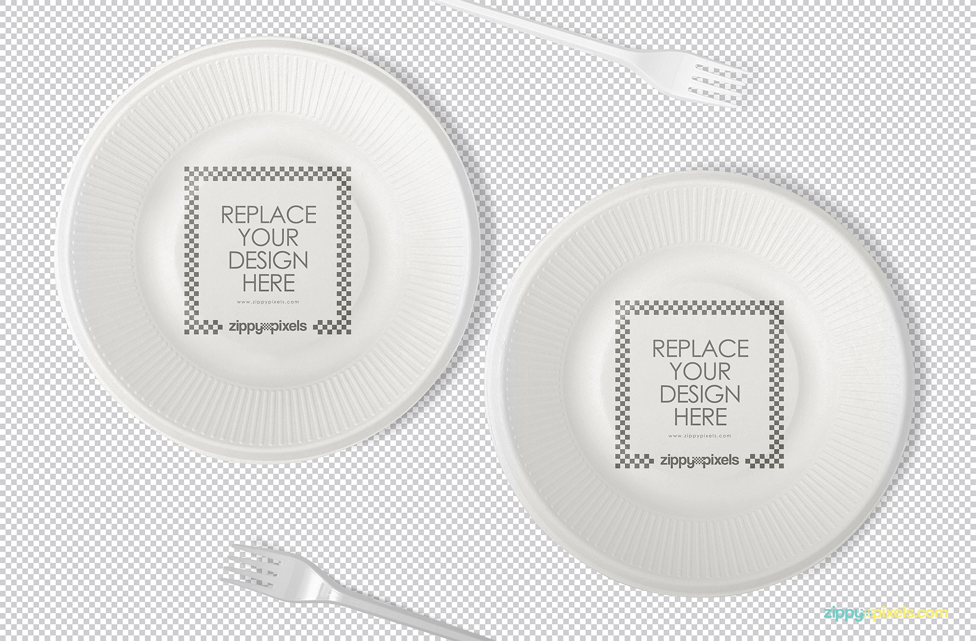 Disposable plate mockup with replaceable design option.