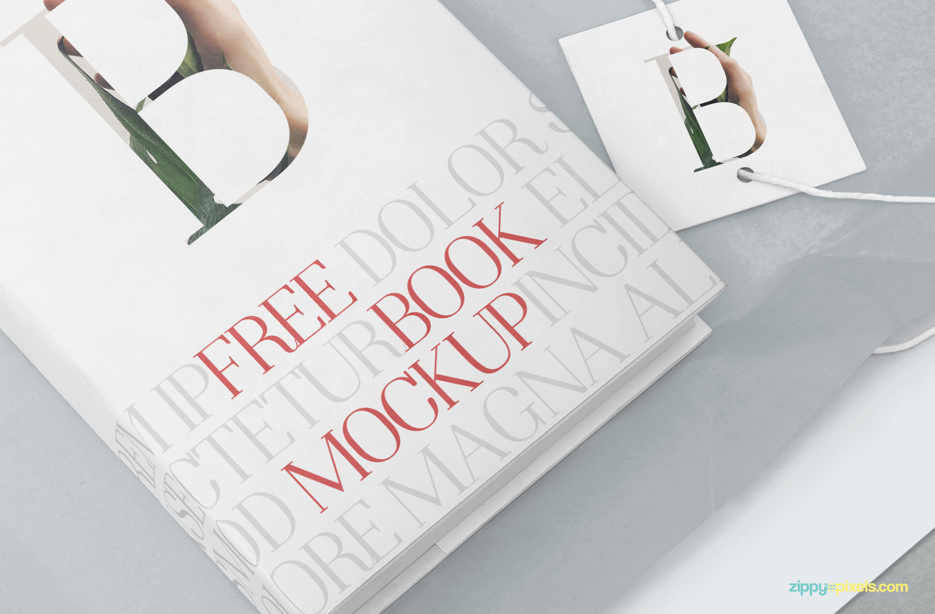 Zoom in view of the free hardcover mockup PSD.