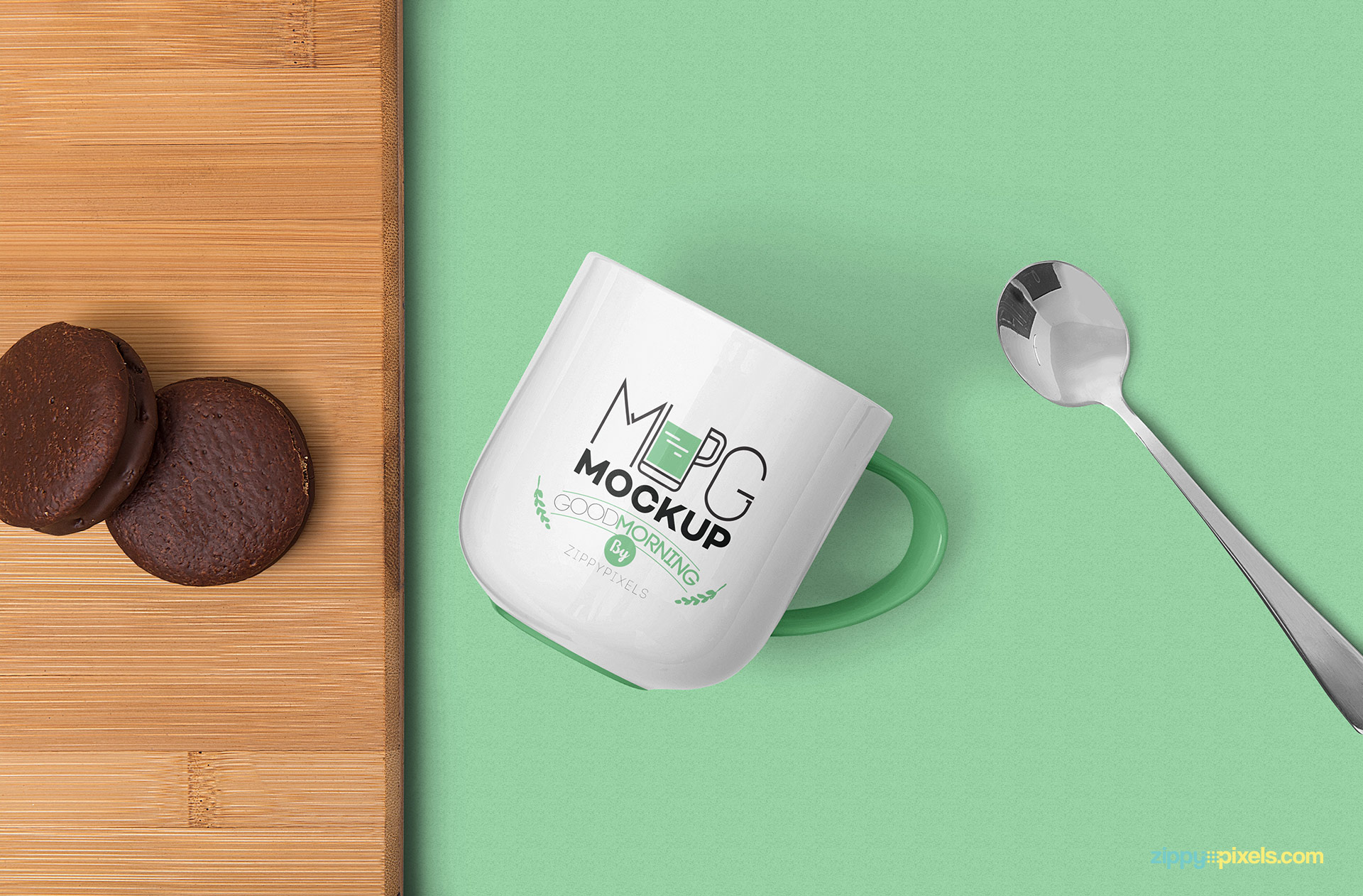 Gorgeous mug mockup free PSD scene.