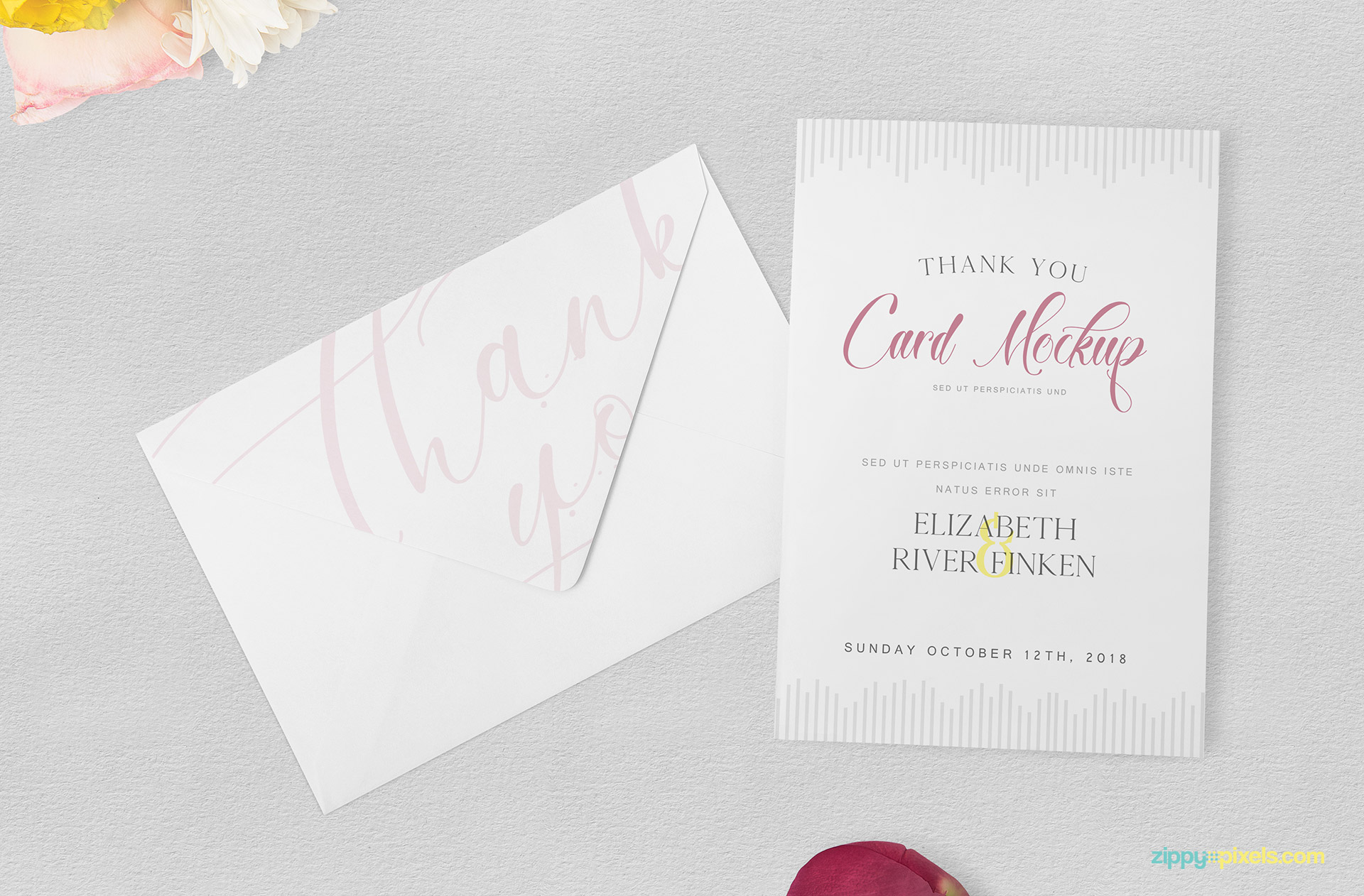 Graceful thank you card mockup.