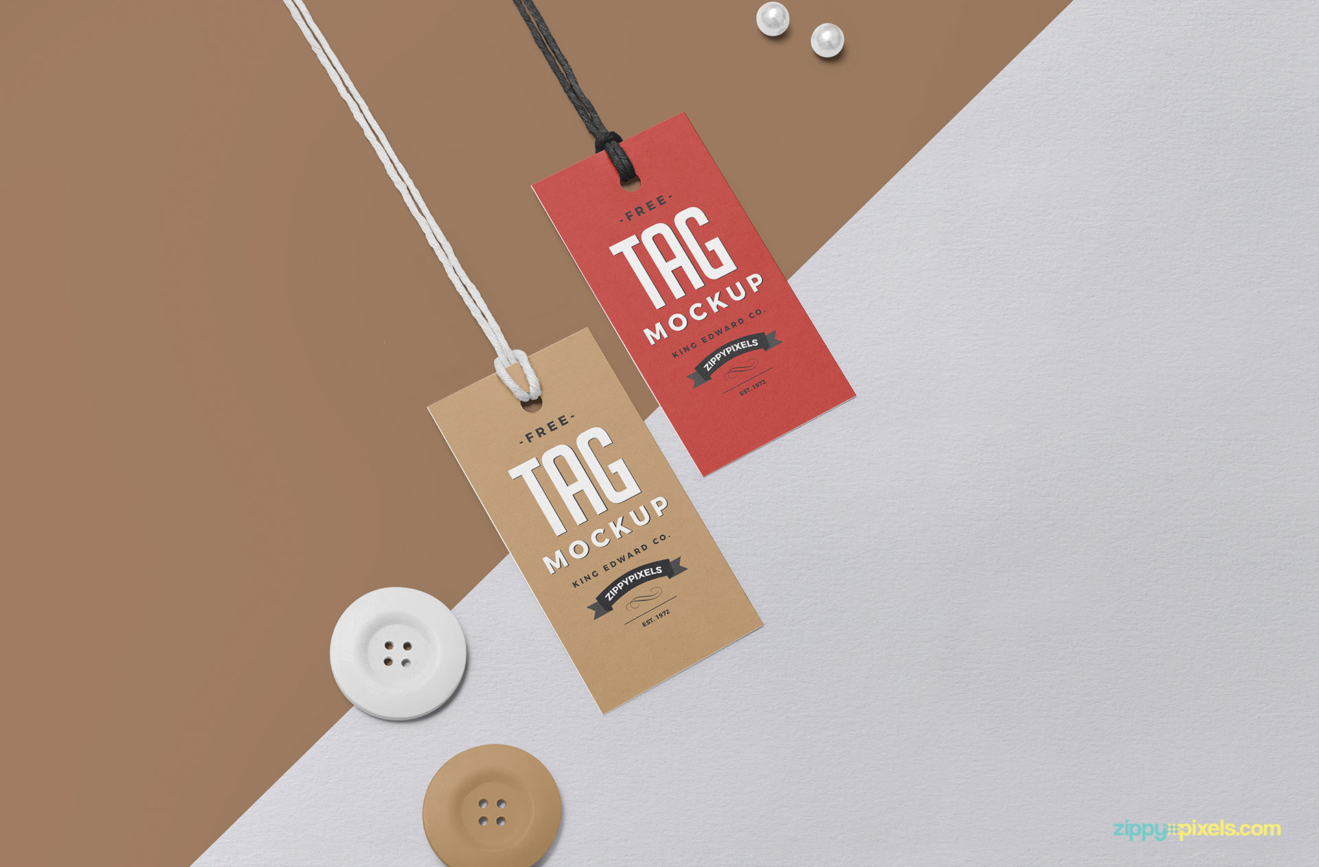 Two hang tags mockup.