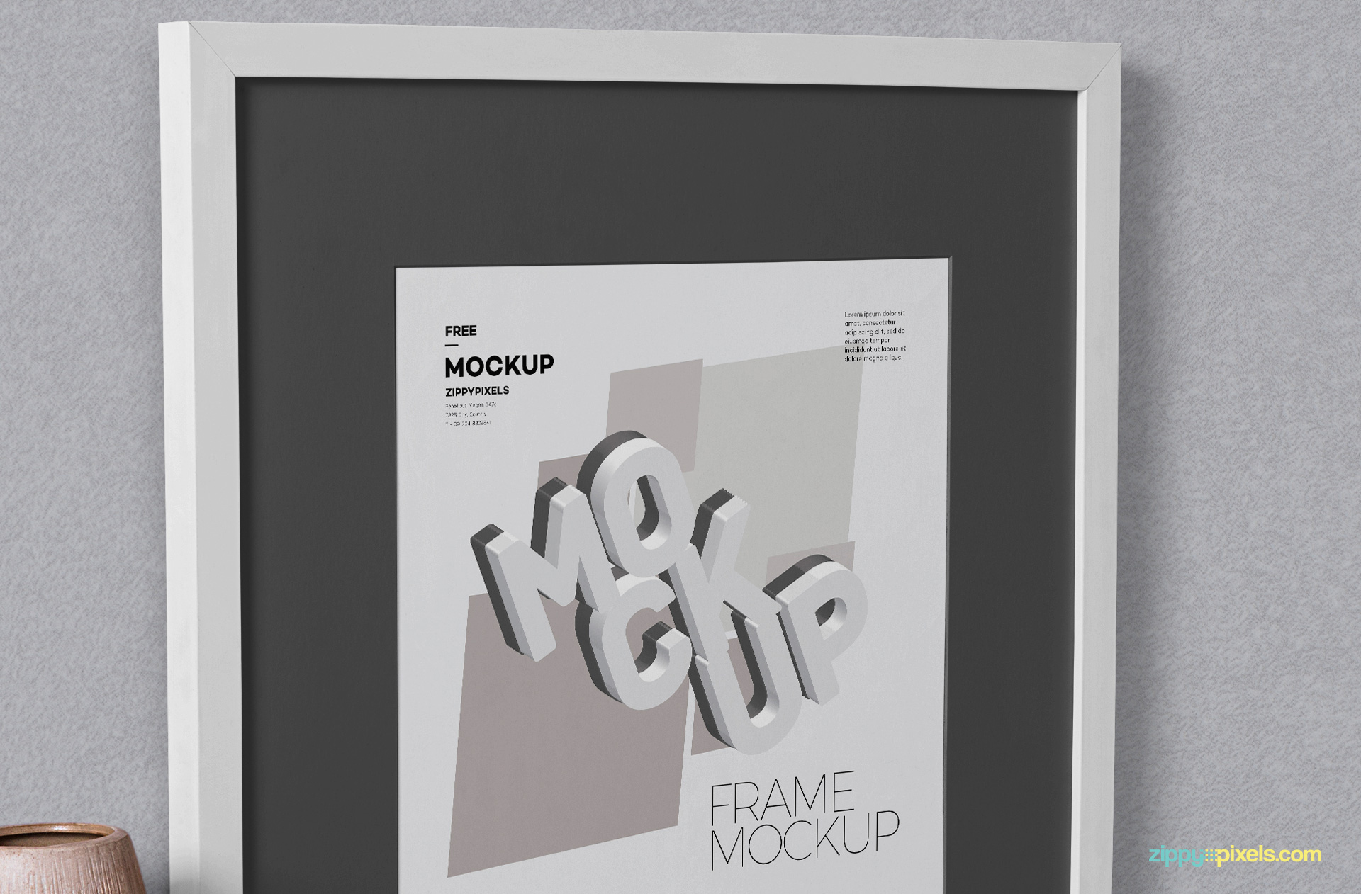 Zoom in view of poster frame mockup.