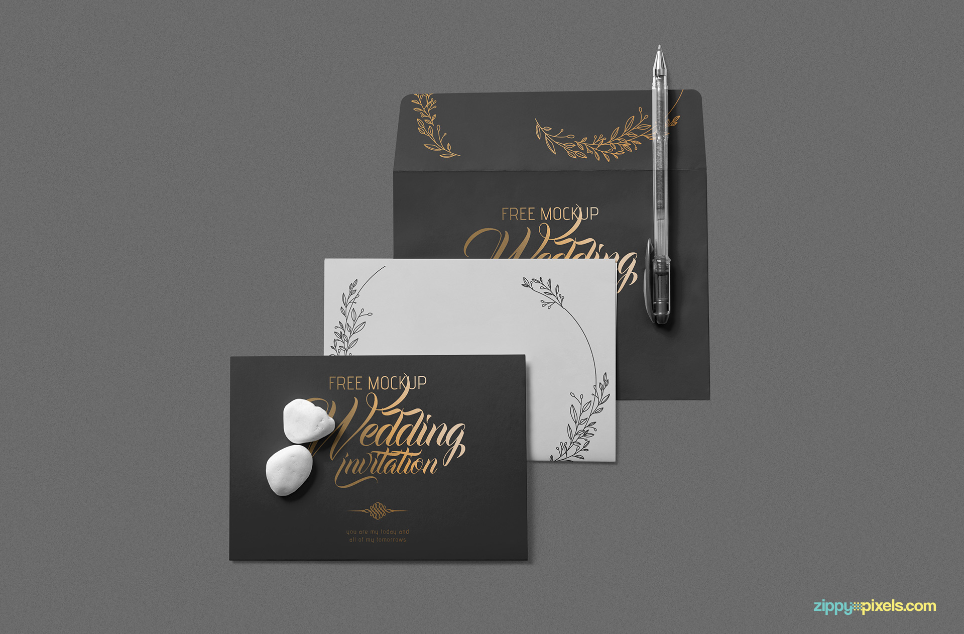 Free elegant wedding invitation mockup.