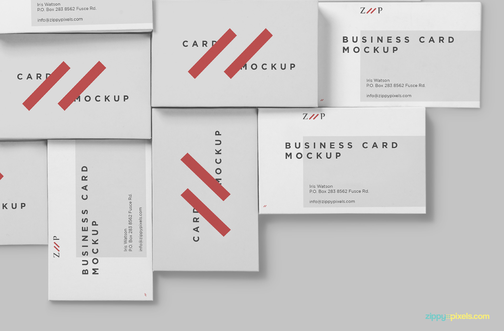 Business cards mockup from top view.