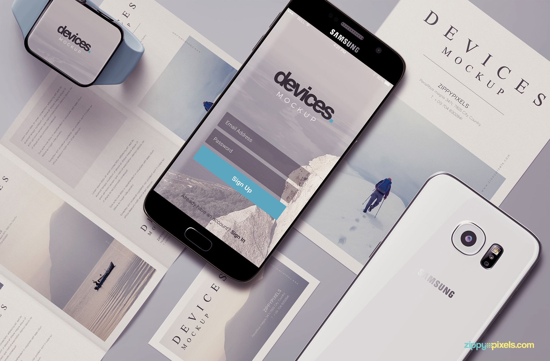 Free android mobile mockup scene.