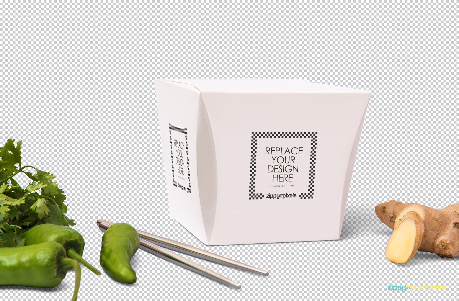 Editable box mockup showing replaceable design option.