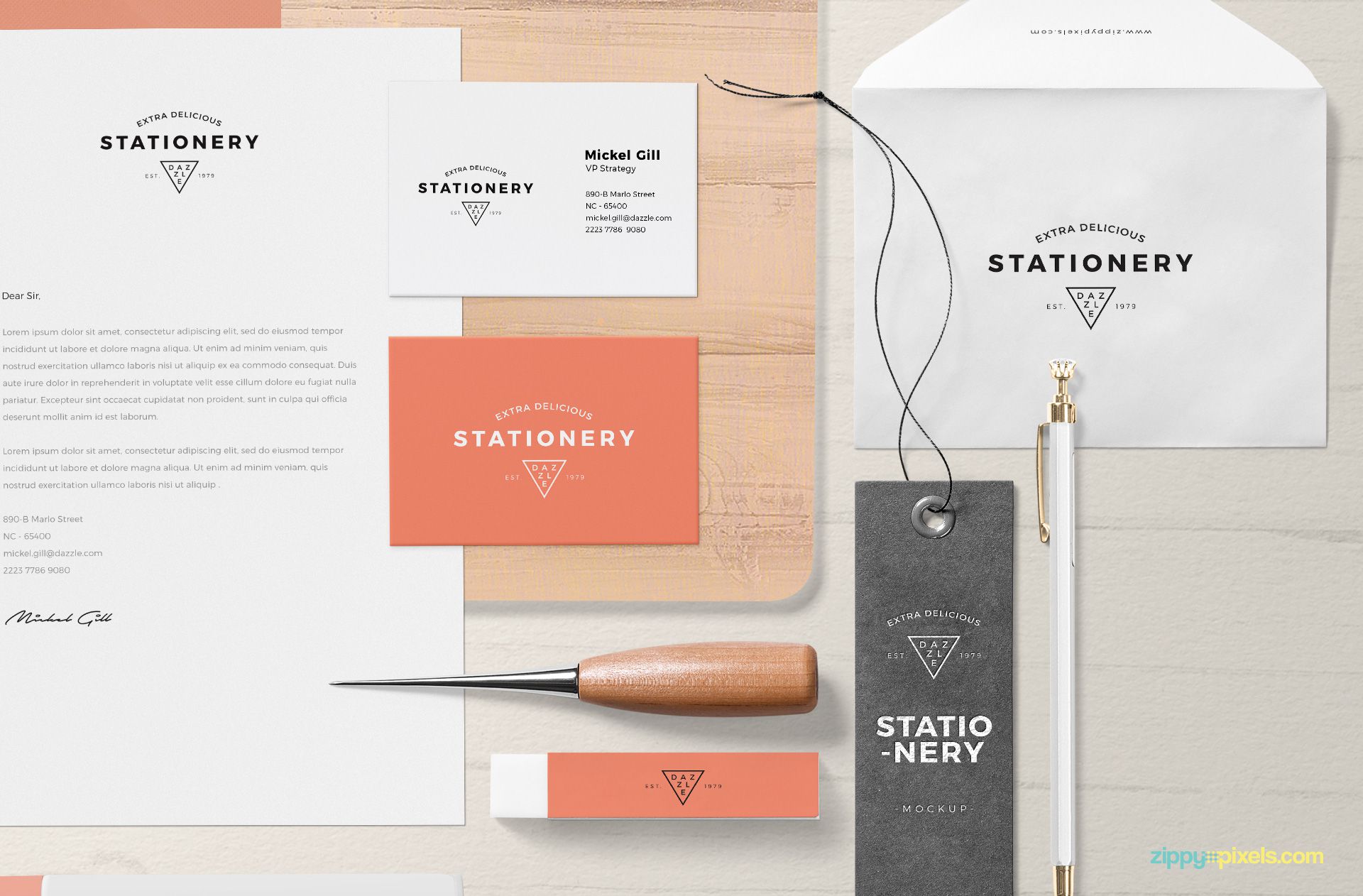 Stationery mockup items.