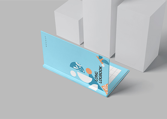 Long Logbook Mockup – Open Spine View