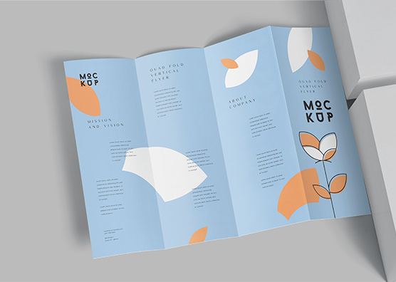 Quad-Fold Brochure Mockup – Open Layout Design