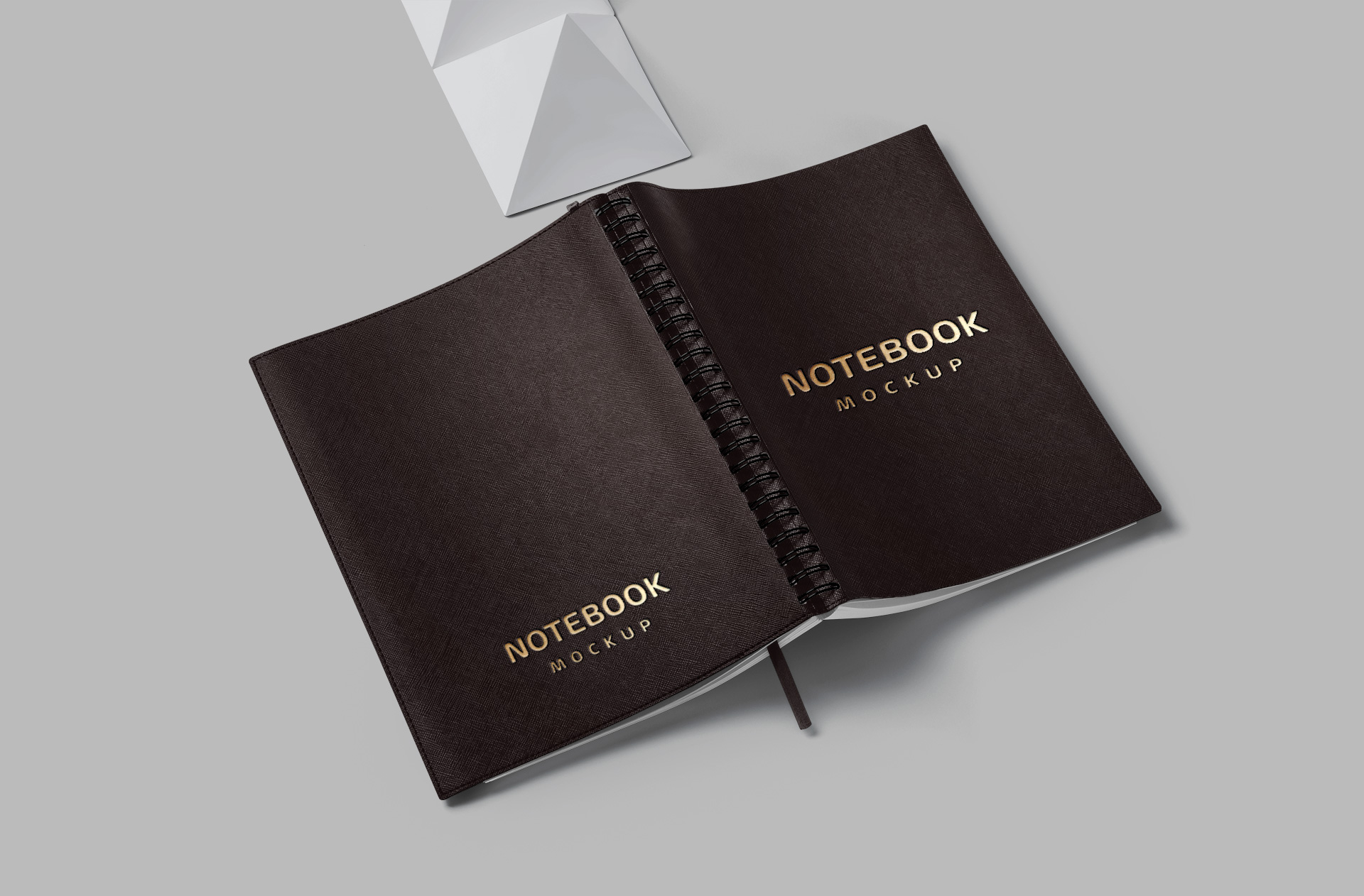 Photorealistic Leather Notebook Mockup – Open Cover