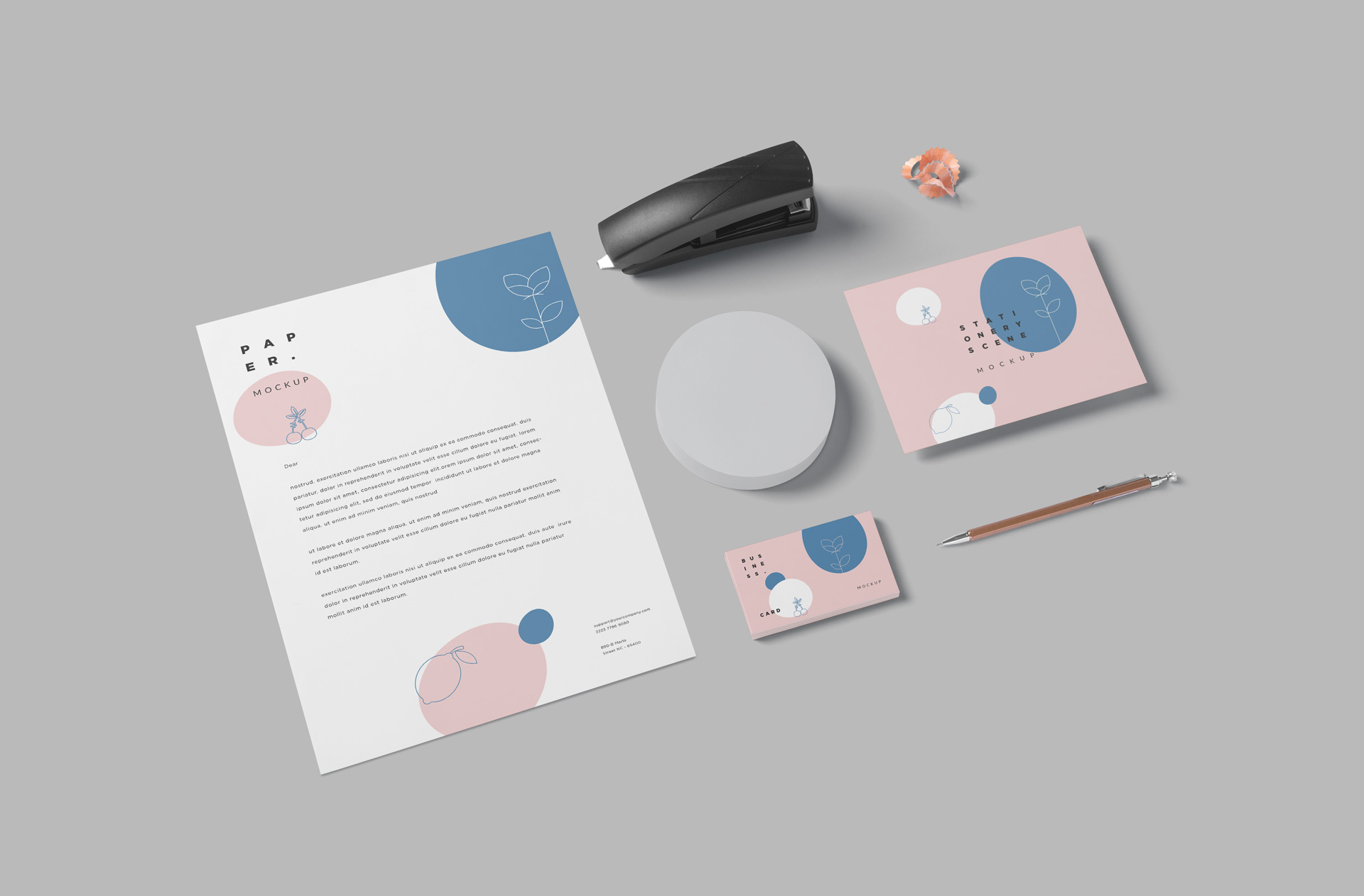 Minimalist Business Stationery Mockup with Letterhead