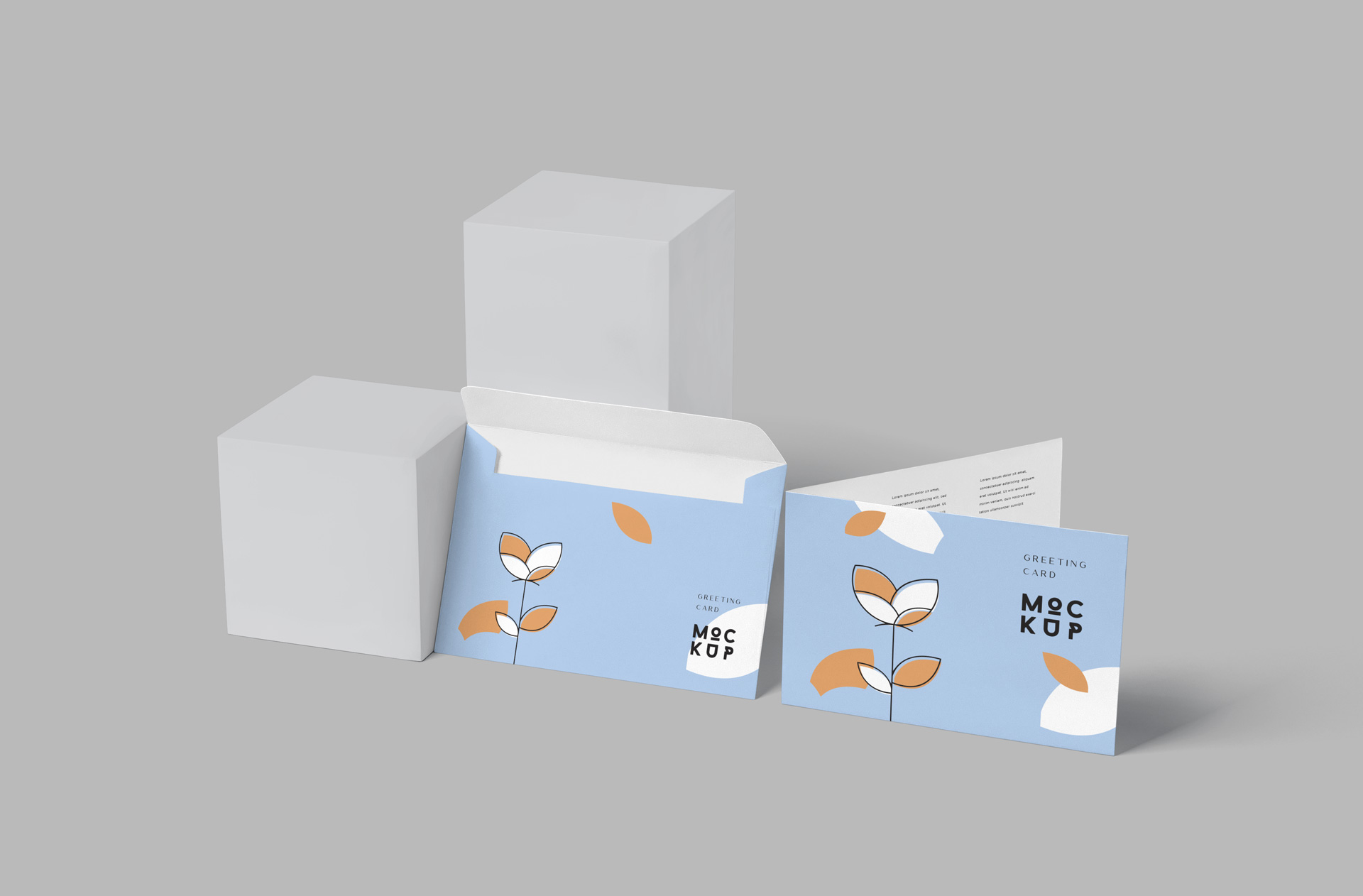 Realistic Envelope and Greeting Card Mockup Set