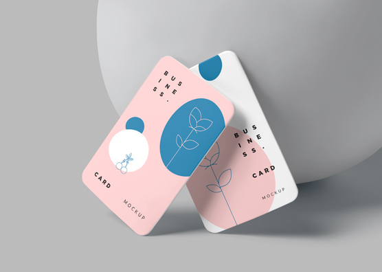 Rounded Vertical Business Card Mockup with Soft Shadows