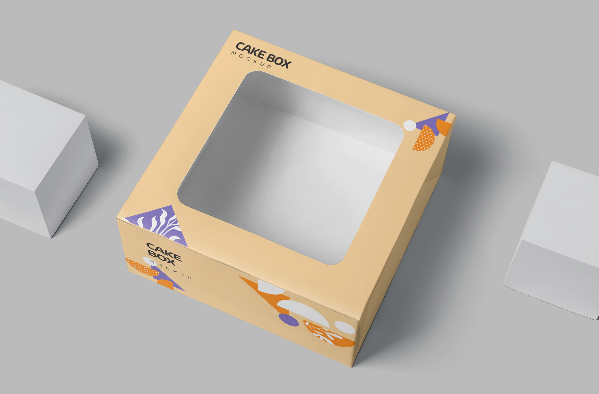 Realistic Cake Box Mockup with Window Display