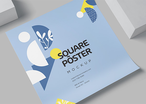 Square Poster Mockup – Customizable Print Design