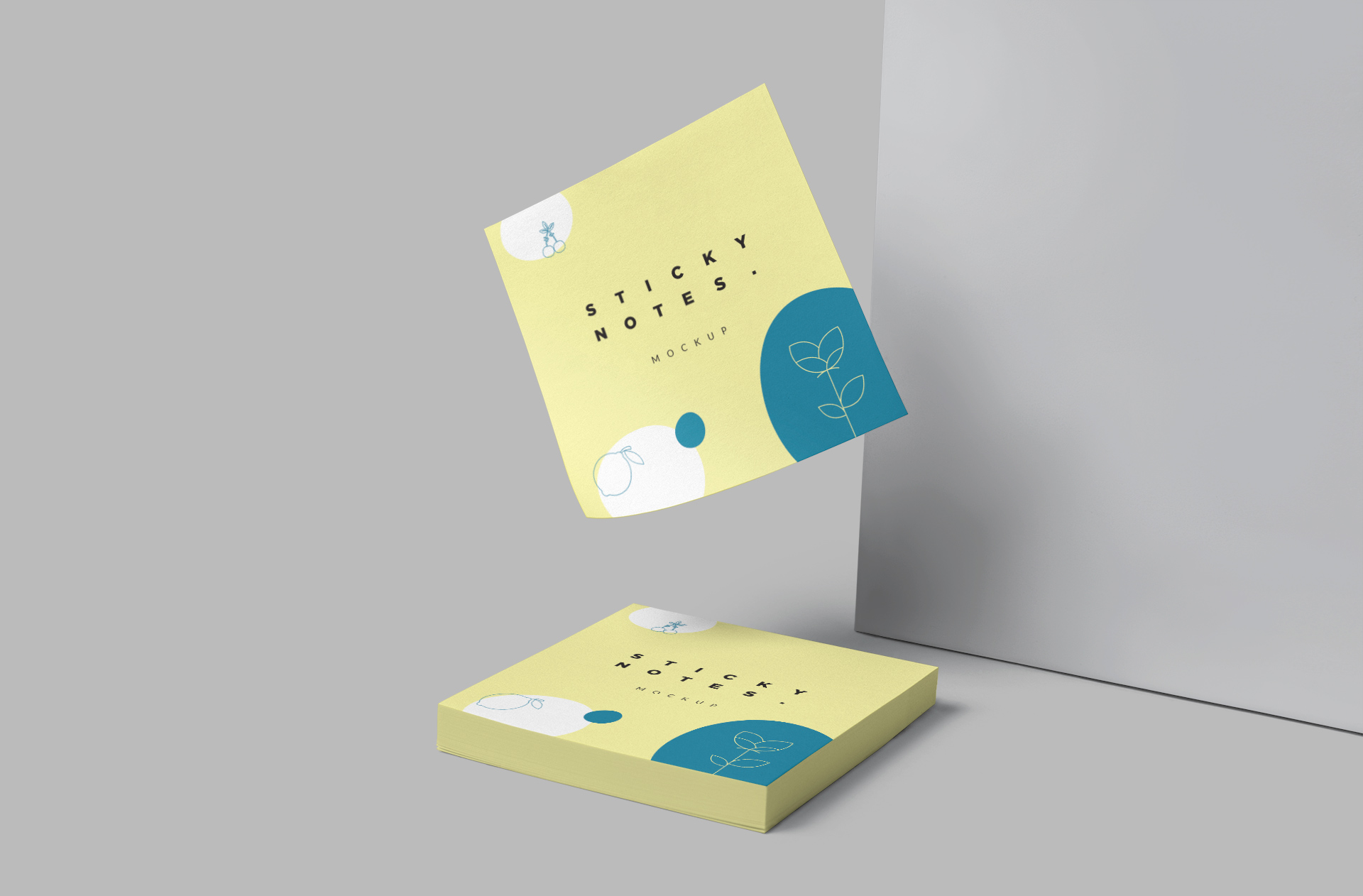 Floating Sticky Notes Mockup with Minimalist Design