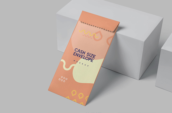 Vertical Cash Size Envelope Mockup with Modern Design