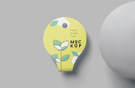 Round Fold Over Tag Mockup for Branding