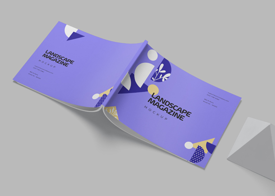 Creative Landscape Magazine Mockup with Custom Design
