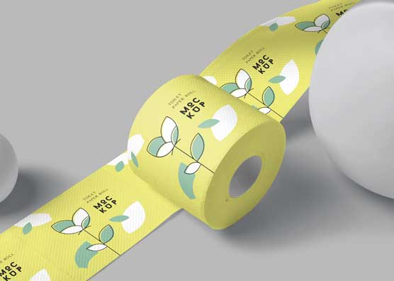 Toilet Roll Mockup with Open Paper Design