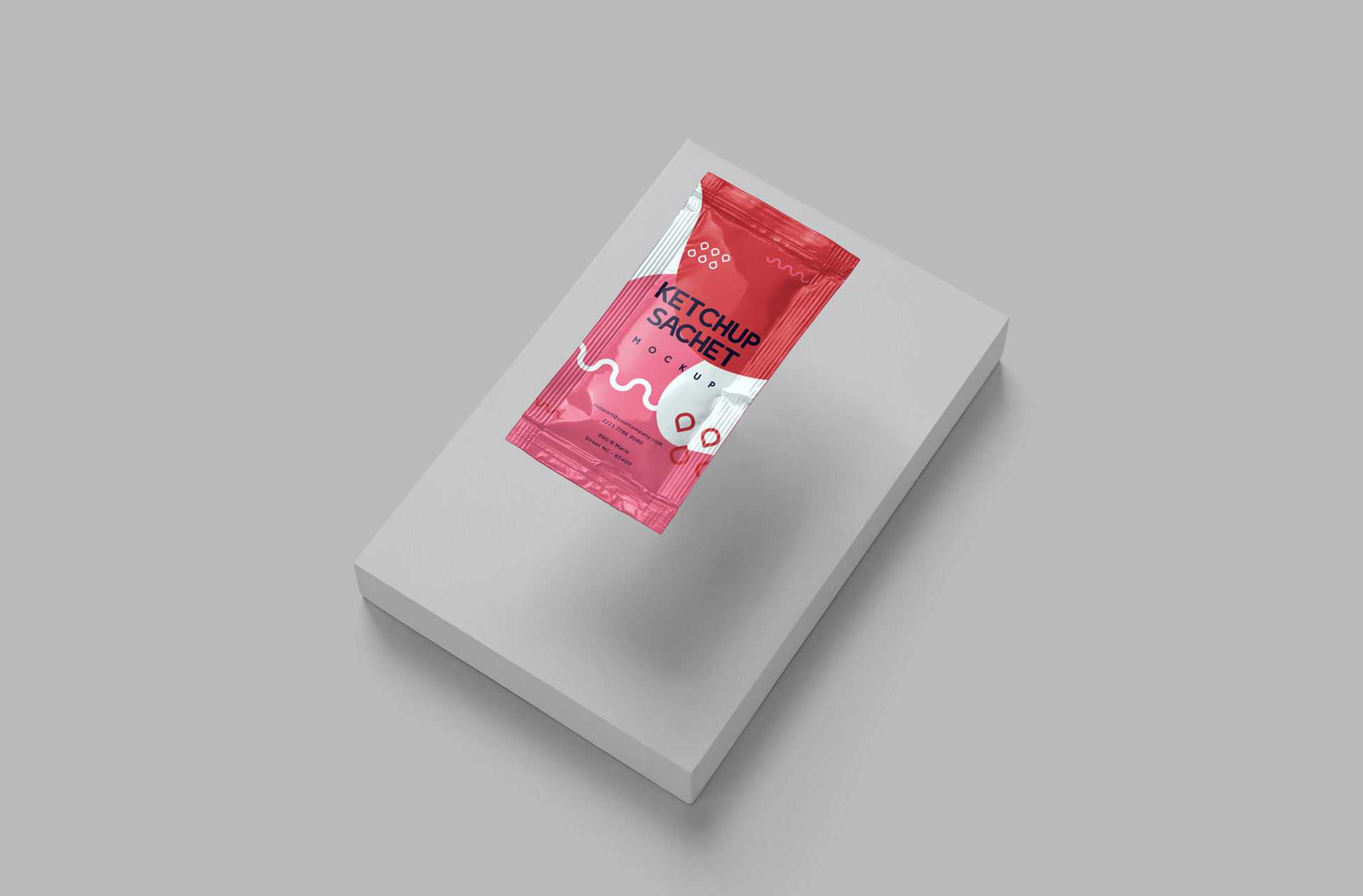 Ketchup Sachet Mockup with Realistic Packaging