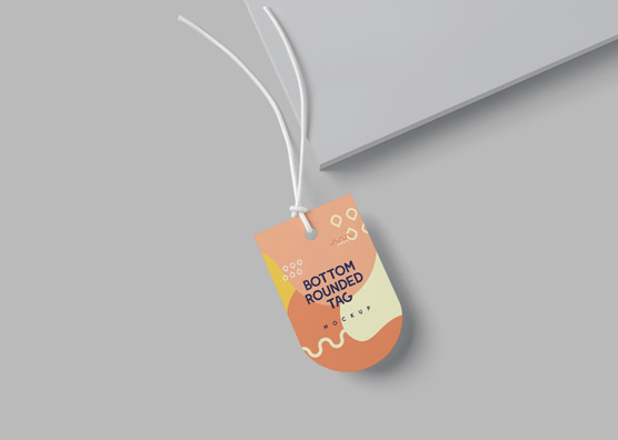 Bottom Rounded Tag Mockup – Single Tag Display