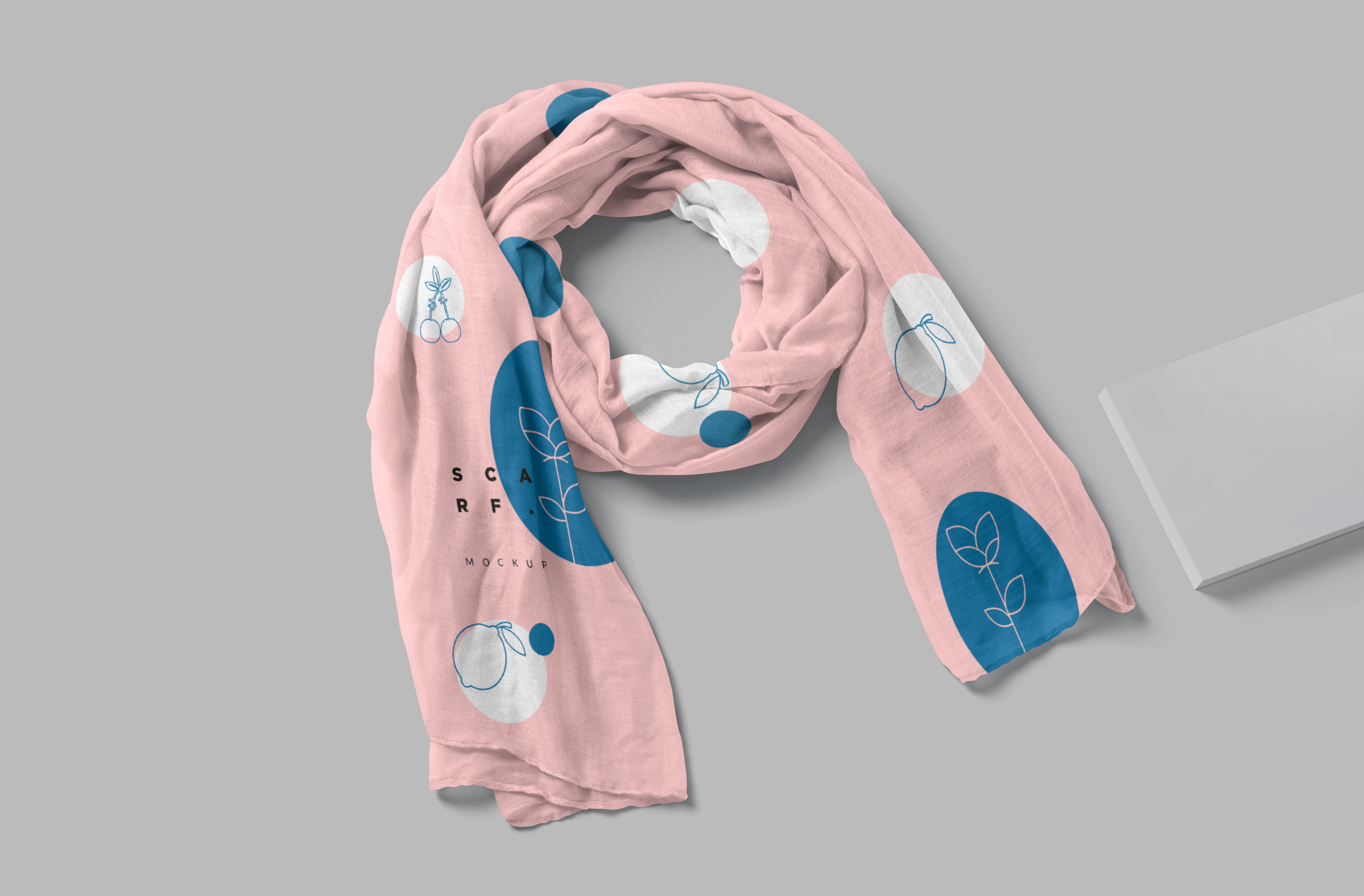 Pink Scarf Mockup PSD Folded Display View