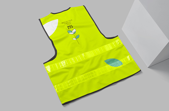 Back View Reflective Safety Vest Mockup