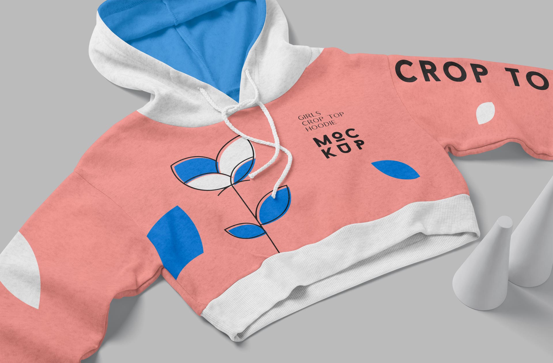 Close-Up of Girls Crop Top Hoodie Mockup with Details