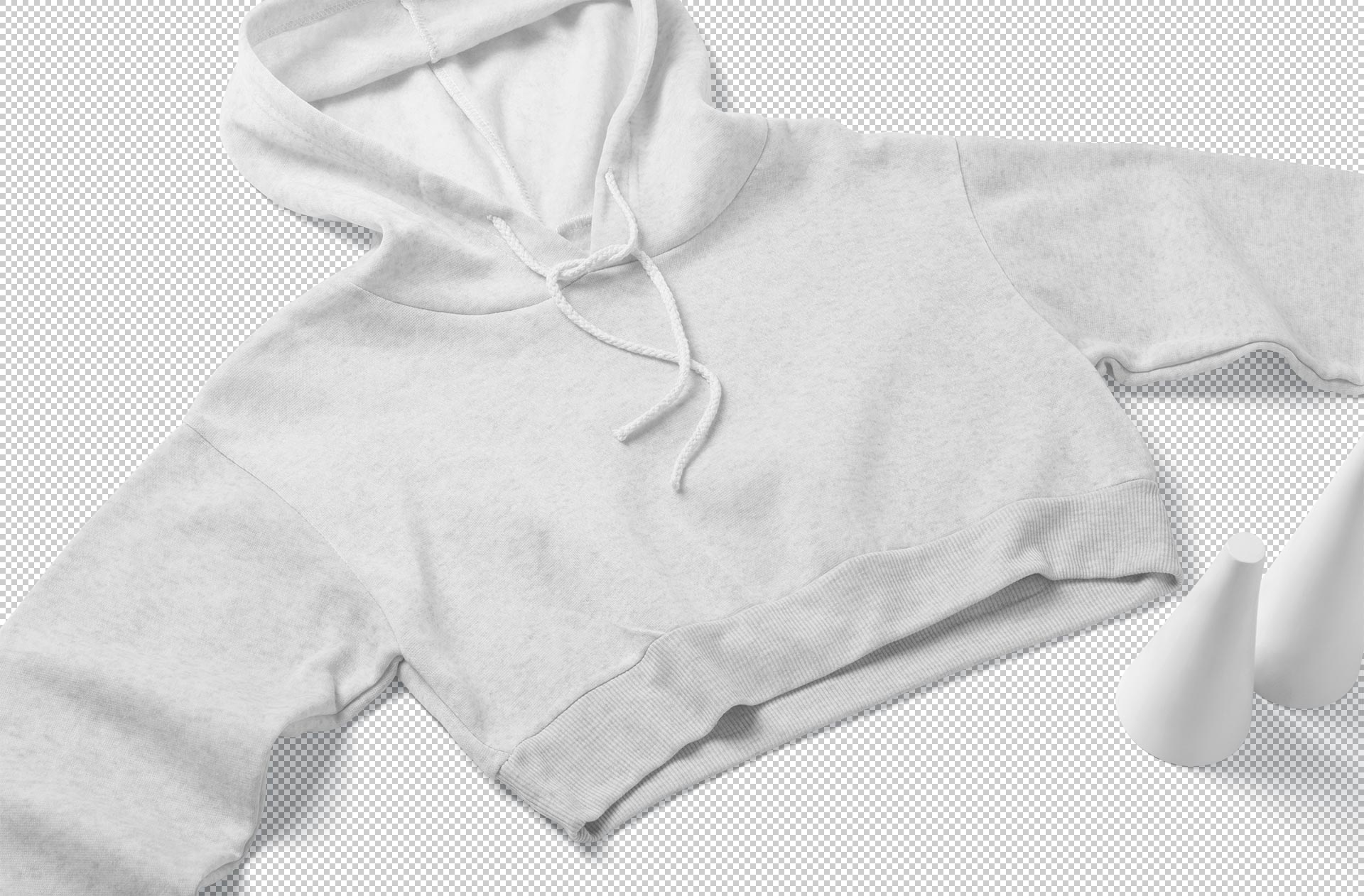 Close-Up of Girls Crop Top Hoodie Mockup with Details