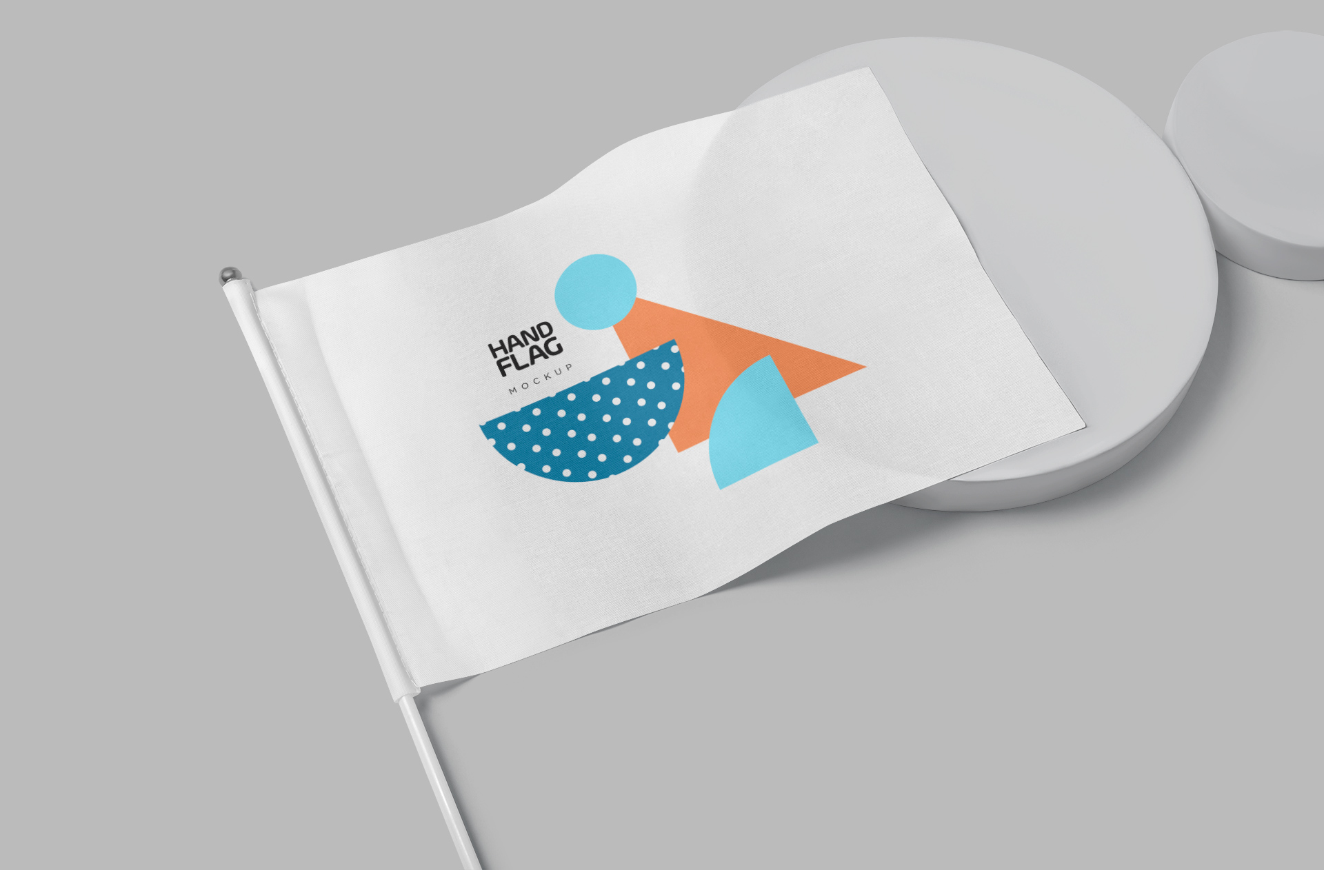 Realistic Handheld Flag Mockup with Fabric Texture