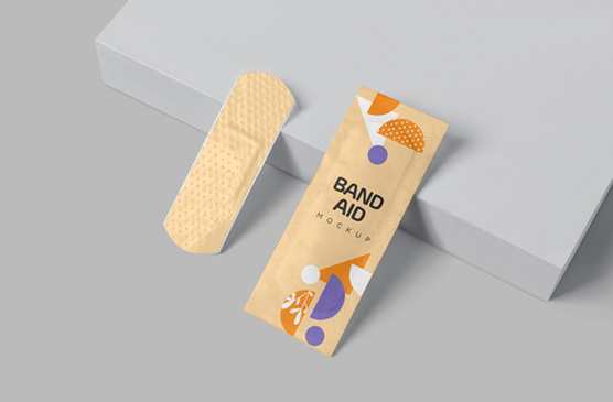 Band-Aid Packaging Mockup for Medical Branding