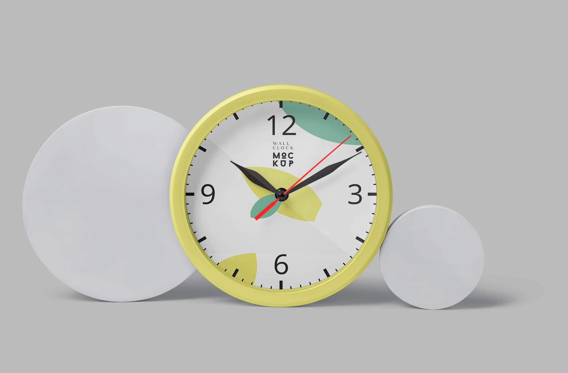 Wall Clock Mockup Realistic Round Design