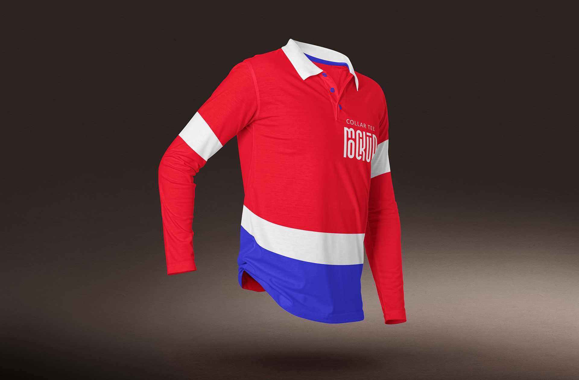 Side View Long Sleeve Polo Shirt Mockup