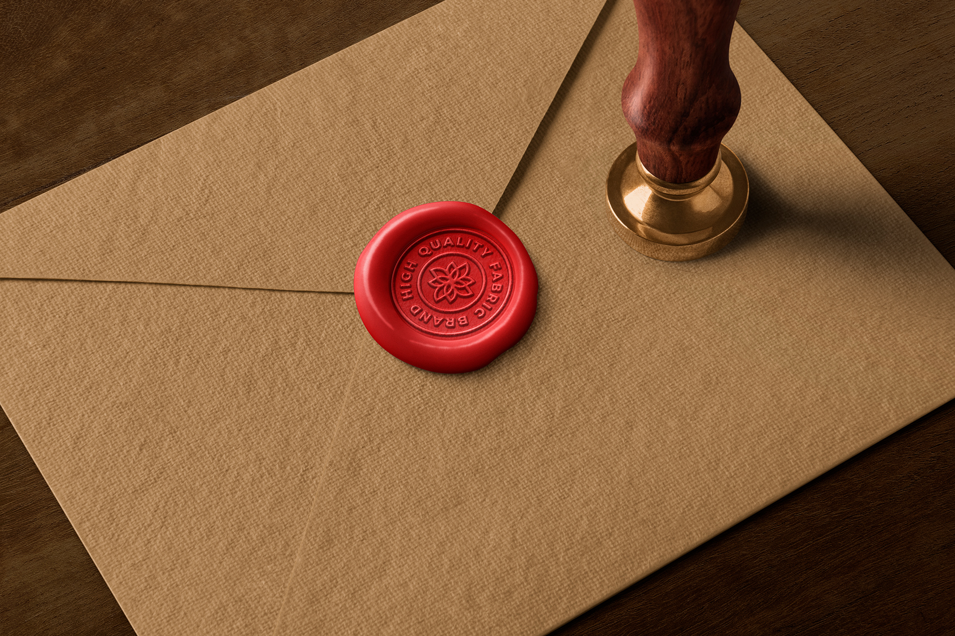 Vintage Wax Seal Envelope Stamp Mockup