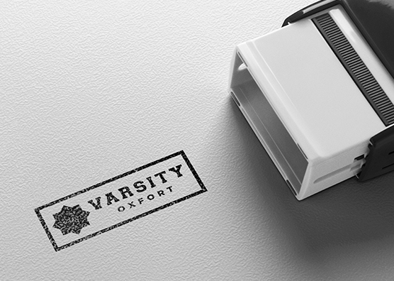 Rubber Stamp Logo mockup – Varsity Oxford Style
