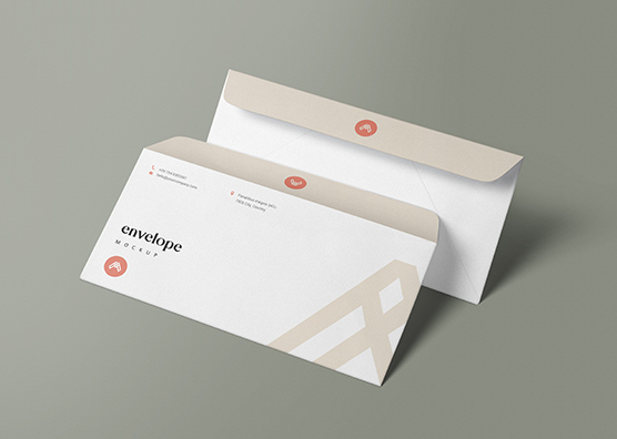 DL Envelope mockup with Flap and Design