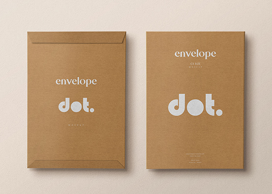 Kraft C5 Envelope mockup Front and Back