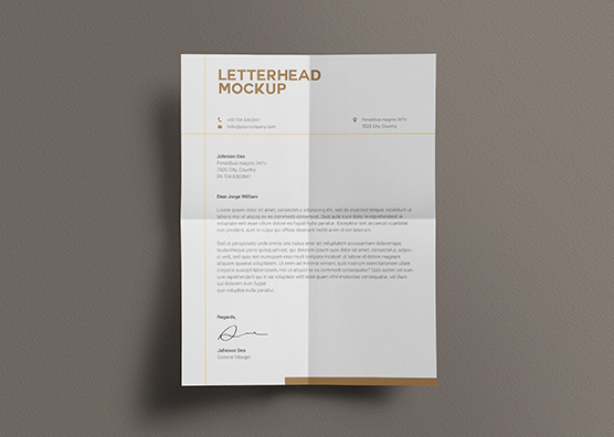 Folded Letterhead Mockup Front Display