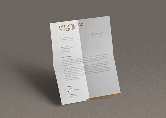 Standing Folded Letterhead Mockup PSD