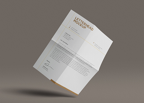 Floating Folded Letterhead Mockup Design